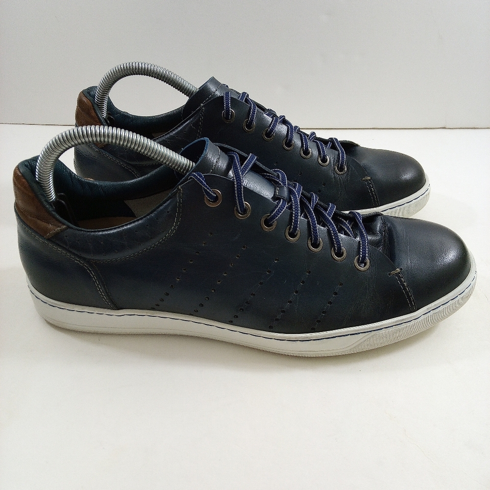 Zelli Italia Russo Men 9 Blue Leather Italian Casual Shoes 10708